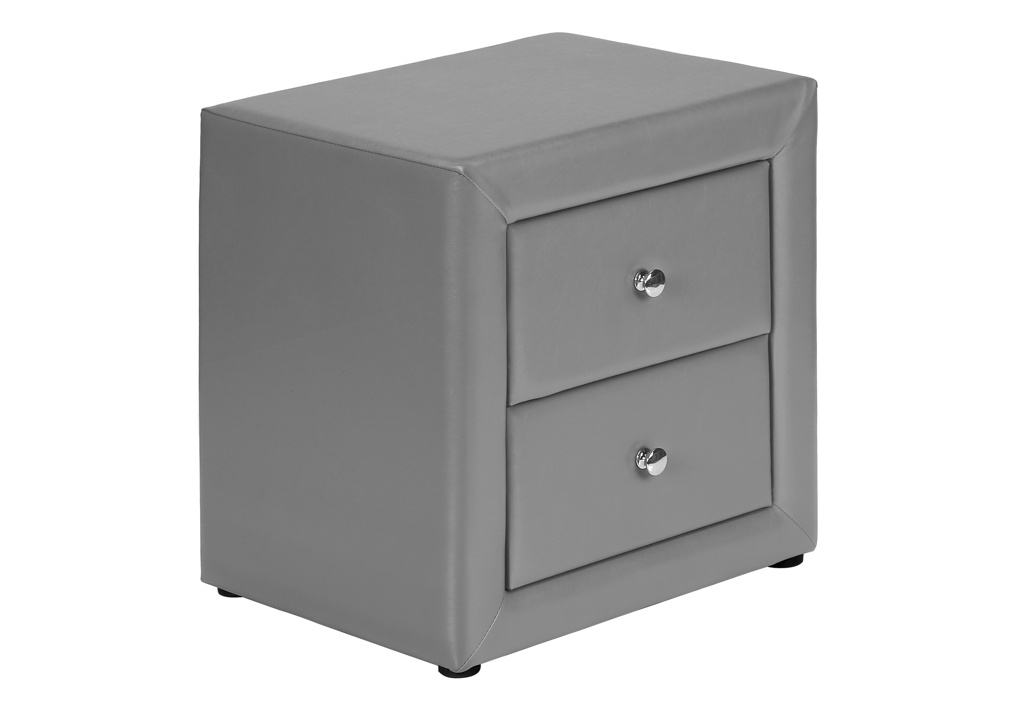 NIGHTSTAND - 21"H / GREY LEATHER-LOOK